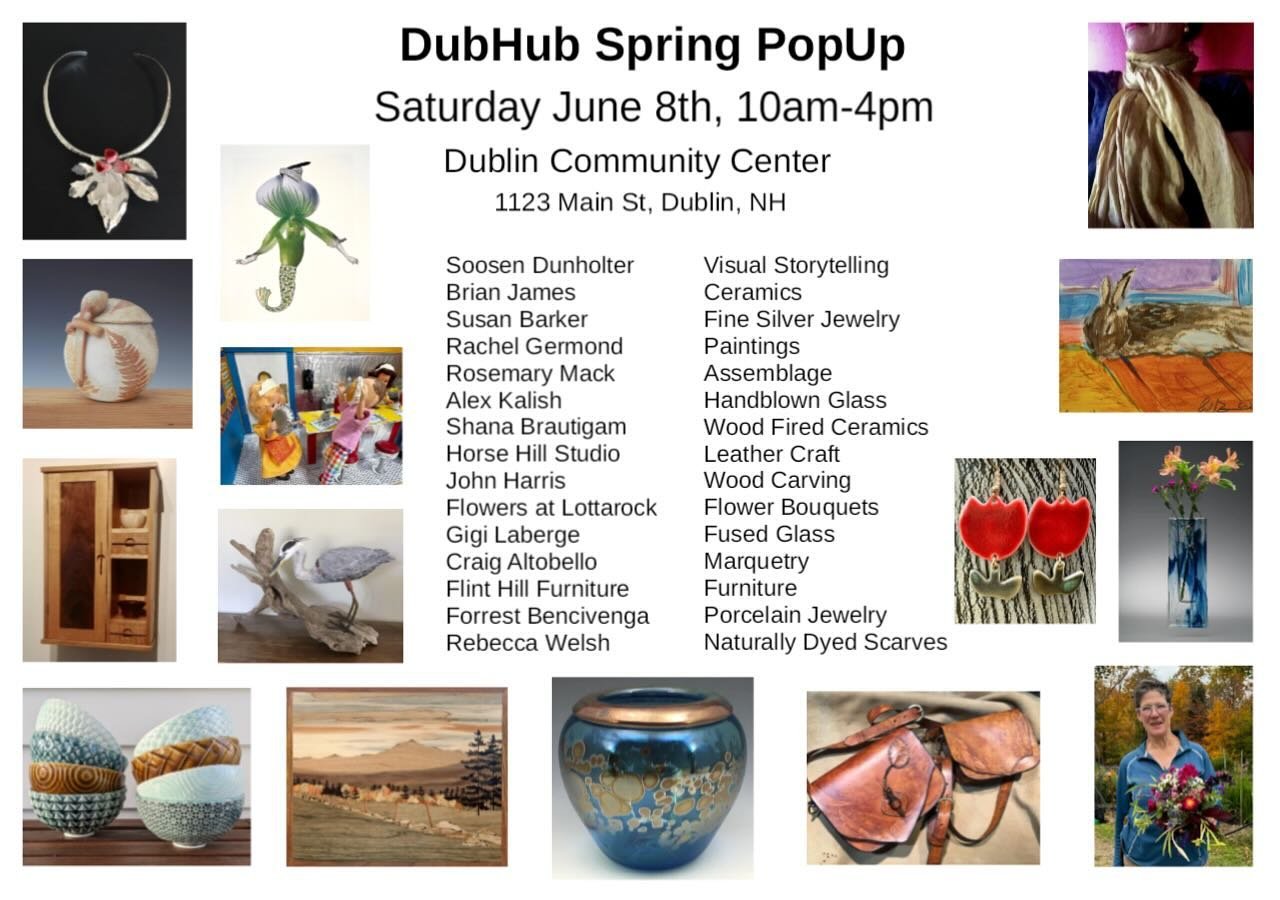 Whoopie! I&rsquo;ll be at the Dublin Community Center on June 8 along with a stellar line-up of artists. Come see 4 new pieces (I have yet to post) and some of my all-time favorites. Hope to see you there! #dubhub #dublinnh