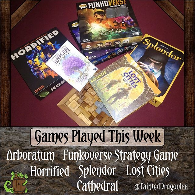 What have you been playing?

#tainteddragininn #torpid #tabletopgames #boardgames #splendor #spacecowboys #asmodee #funkoversestrategygame #funkogames #harrypotter #dc #dccomics #batman #arboratum #zmangames #lostcities #kosmos #knizia #horrified #ho