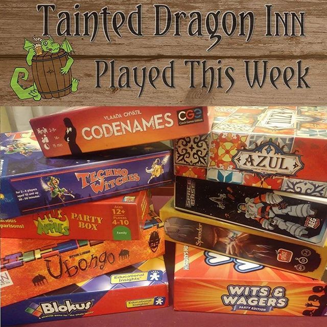 This was a good weekend for gaming.  How about you?

#azul #nextmove #spacebase #aeg #splendor #spacecowboys #witsandwagers #northstargames #codenames  #cge #technowitches #kosmos #applestoapples #mattel #ubongo #zman #blokus #educationalinsights #bo