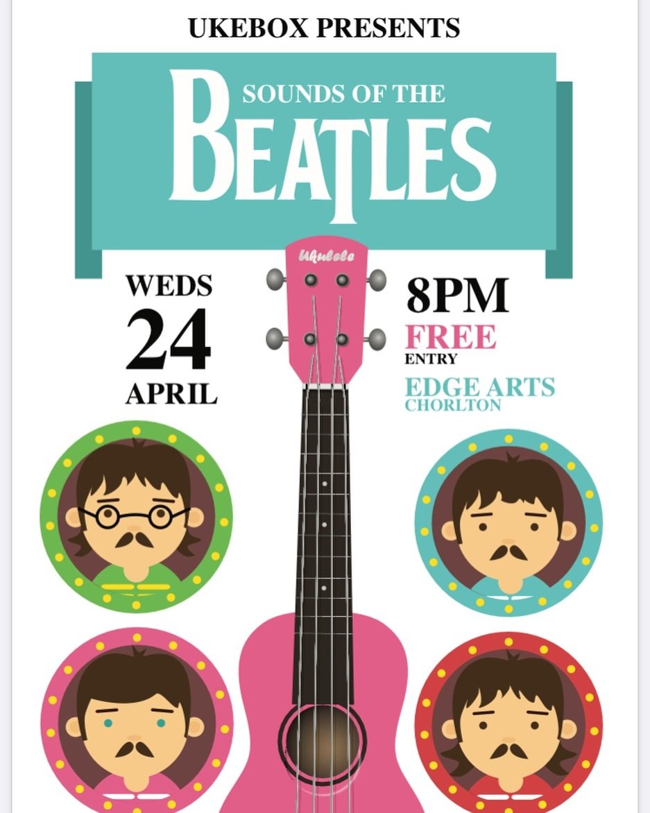 Our adult ukulele groups that get together every Wednesday evening at @edgemanchester Chorlton will be performing the sounds of The Beatles like you&rsquo;ve never heard it before! Free entry this Wednesday at 8pm. Come and see what the groups have b