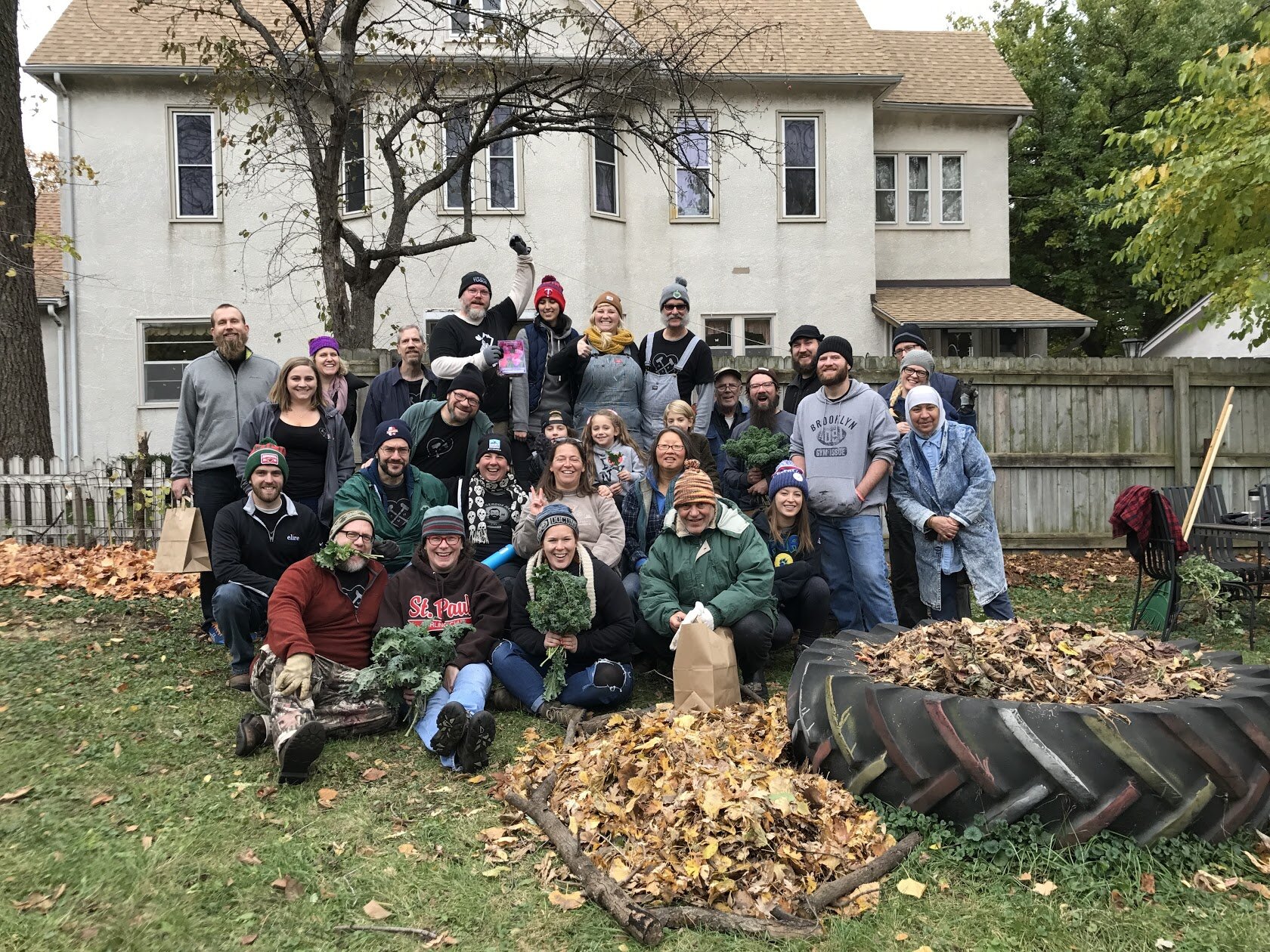  End of season harvest at SNO community garden #1. 