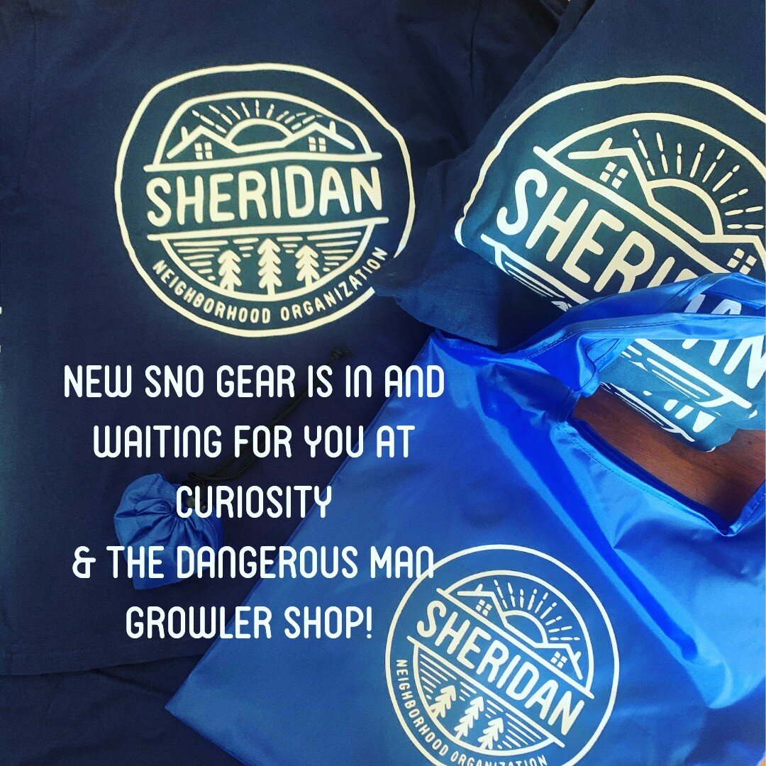 Stop by @curiosityneminneapolis and @dangerousman Growler Shop to check out SNO's new shirts, totes and koozies! All proceeds go to support the Sheridan Neighborhood Organization. Your donation allows us to expand our ability to provide accessible an