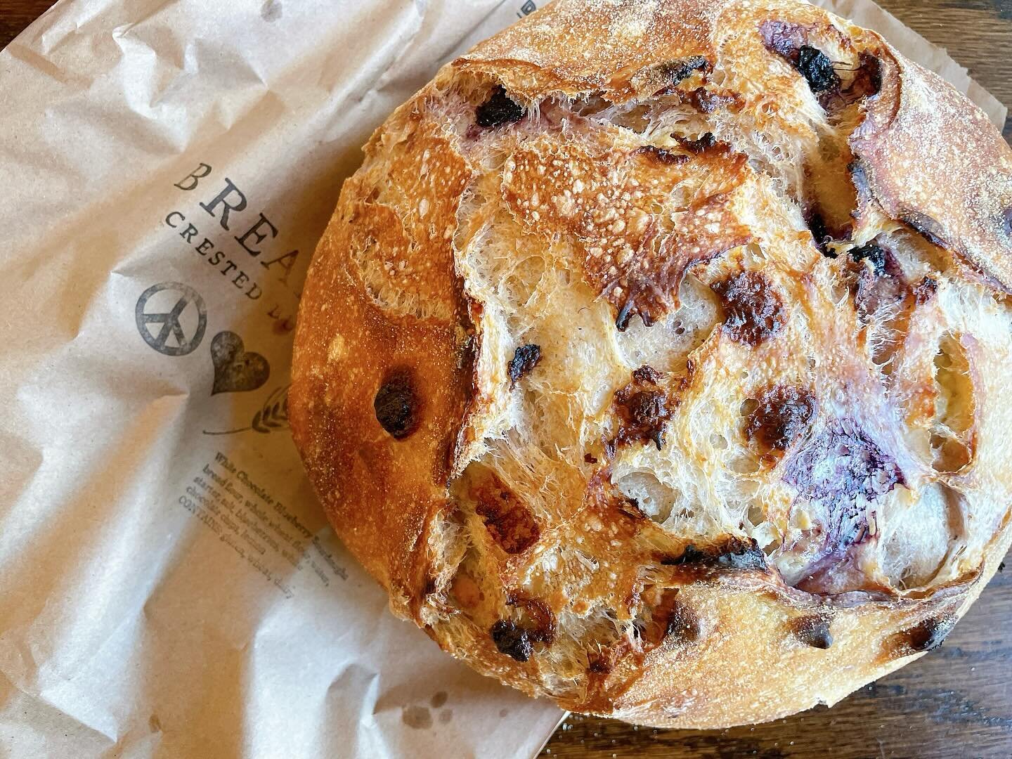Blueberry white chocolate sourdough for retail sale tonight! Last couple days for bread until June!