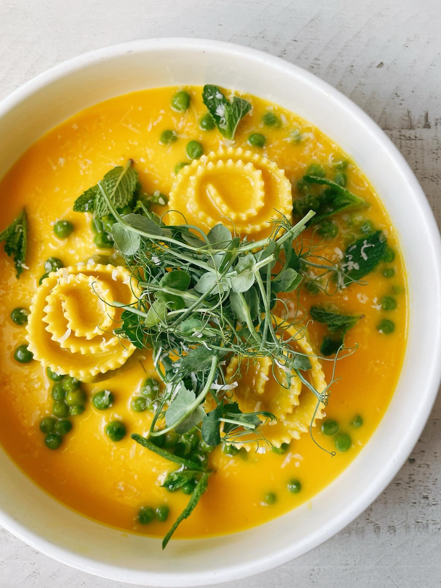 It&rsquo;s officially spring! 🌱 
.
Pea pinwheel agnolotti with english sweet peas, saffron cava beurre blanc, pea tendrils, pea microgreens, mint, lemon 
.
We&rsquo;re open until April 11th. Come see us!