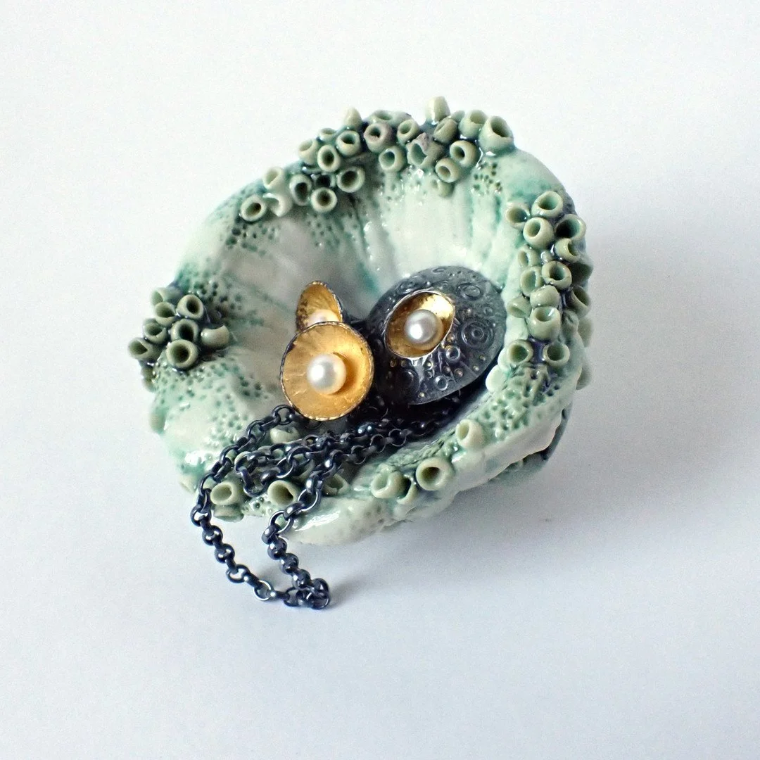 Obsessive about texture? Moi?  Well, perhaps just a tad.  Another porcelain rockpool inspired vessel to hold your treasures, or just a companion item of tableware to accompany a festive meal.  Available at Wonderworks Contemporary Craft Fair at the J