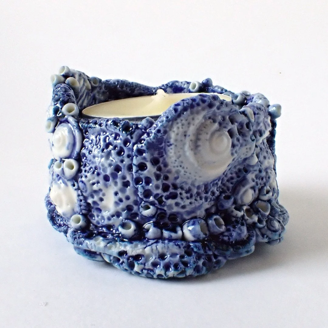 On a low salt diet?  No worries. These small encrusted porcelain vessels work just as well as a tealight holder.  See - not only beautiful but healthy too.  Either way my new and limited supply of unique handmade porcelain tableware is available at t