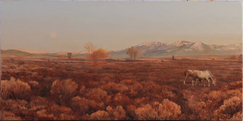 Moon over Grand Valley 10 x 20 oil on panel - available at RAModern Gallery, Crested Butte, Colorado