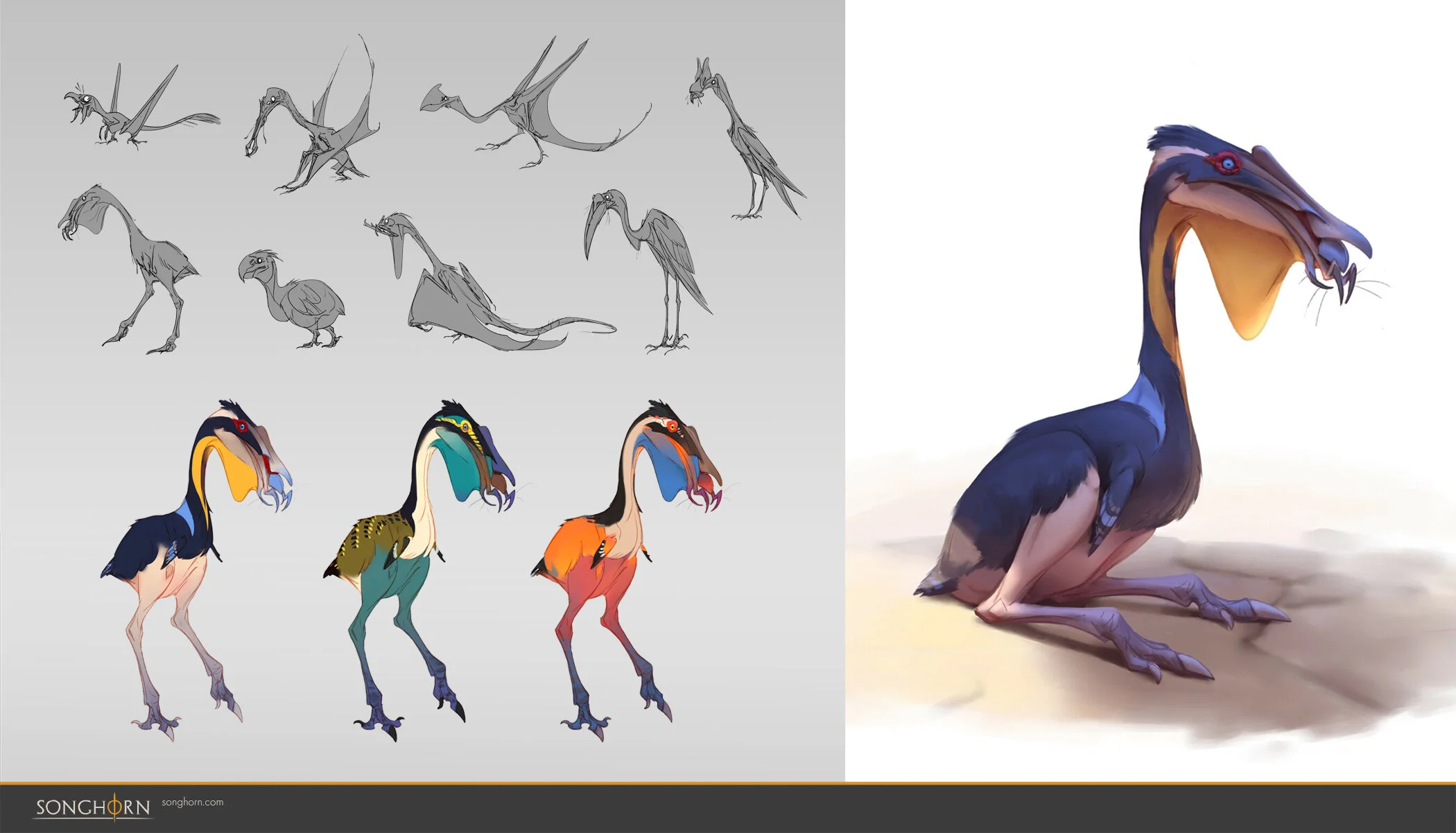 Songhorn Creature Art Studio Songhorn AvianScavenger CreatureCharacterGamesConceptArtFantasyStudioArtMonsterMobileStylizedCartoon