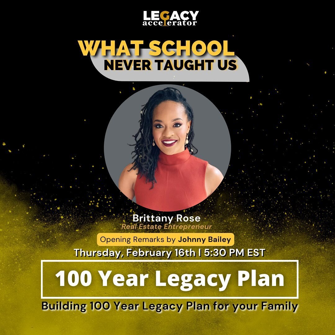 Join us tomorow for the 100 Year Legacy Plan workshop with @b.theboss! 

You seriously can&rsquo;t afford to miss this information. Free Game and So Much More. #TapIn #LinkInBio #LegacyBuildersOnly