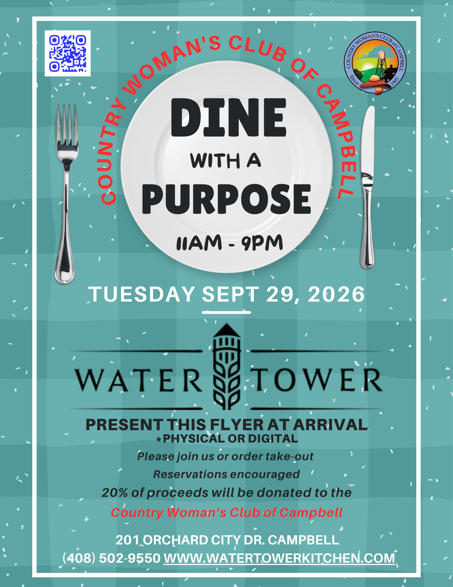 CWCC "Dine With a Purpose" at Water Tower Kitchen