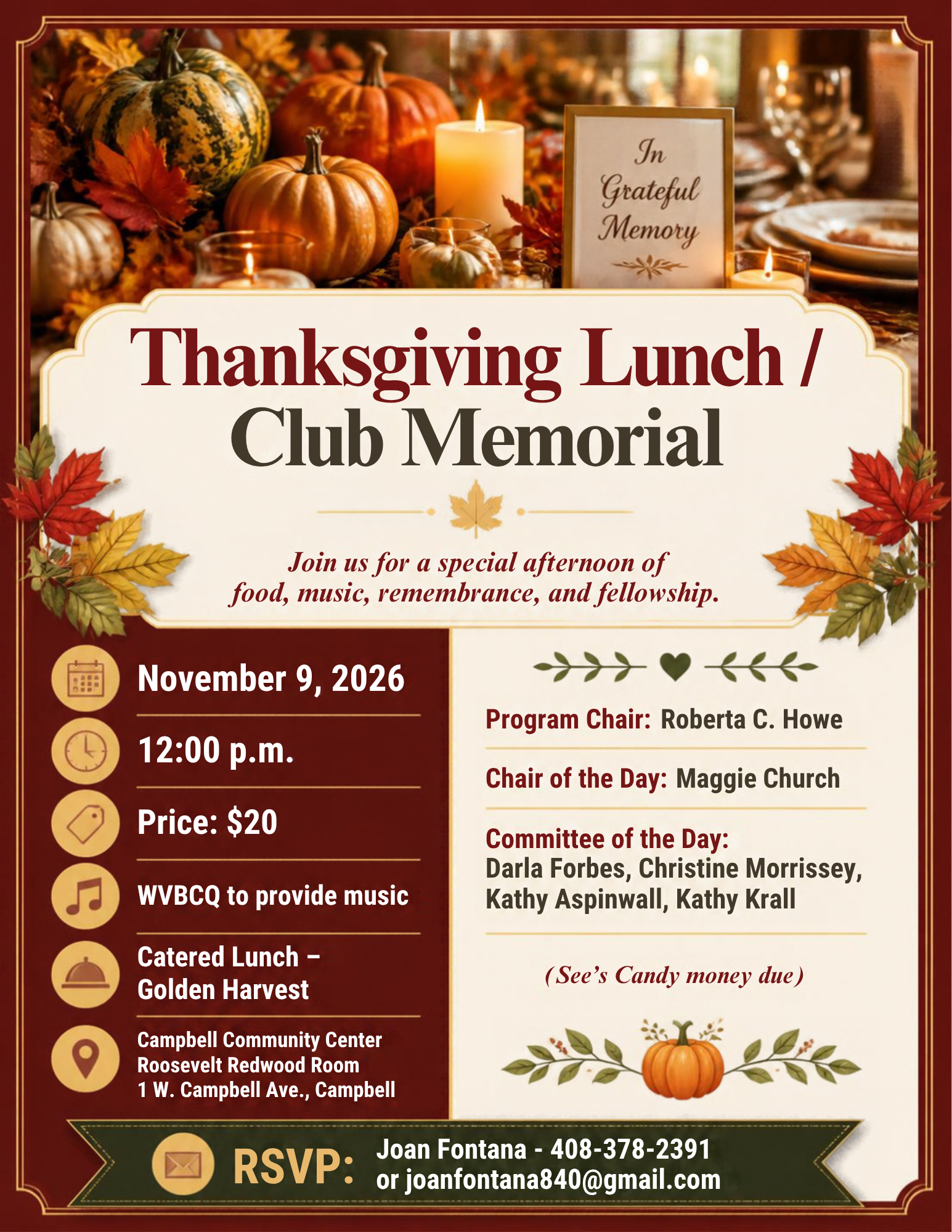 CWCC - Nov 9th Thanksgiving Lunch at 12pm