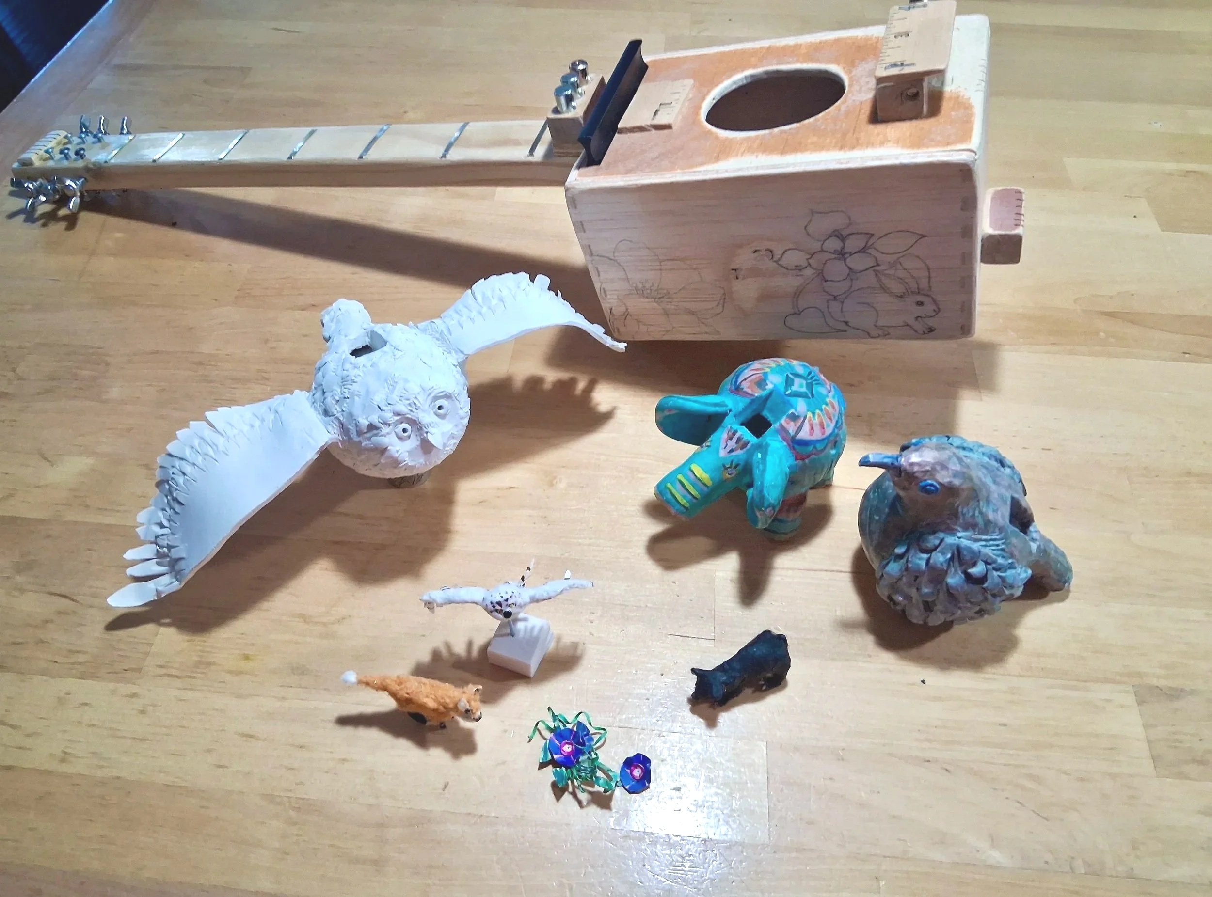 My sculptures and Hand-sculpted and Engineered Musical Instruments