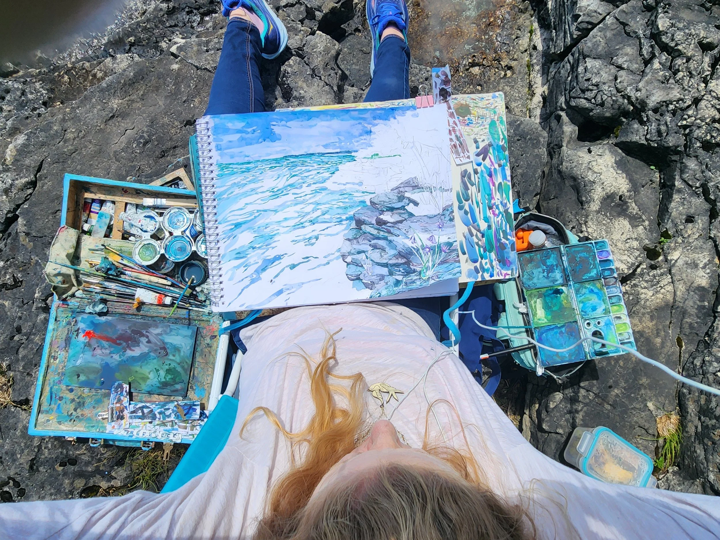 Day One of Plein Air Painting at Cave Point Park (Not a Cave)