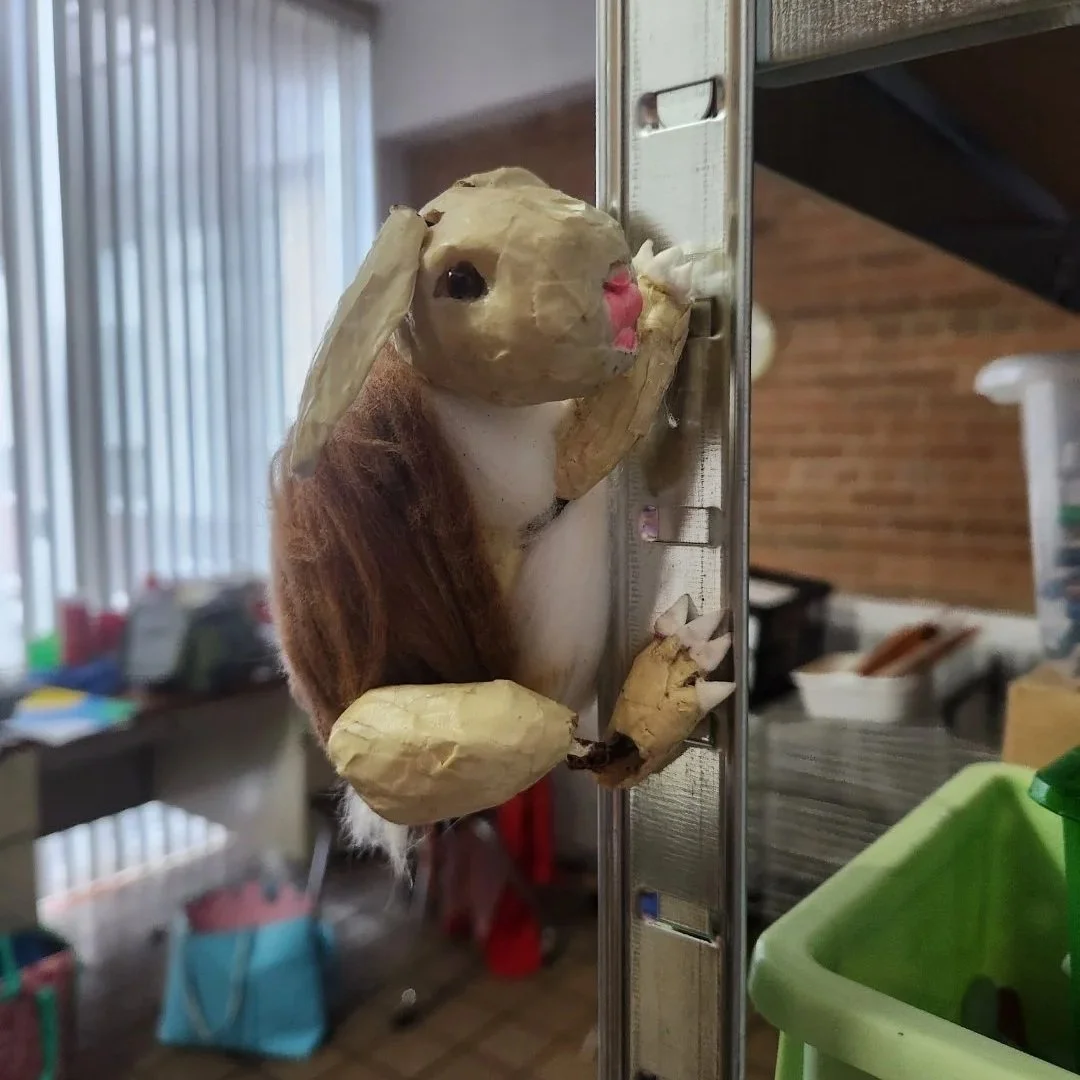 My Magnetic Rabbit Papier Mache Puppet in Process 2023