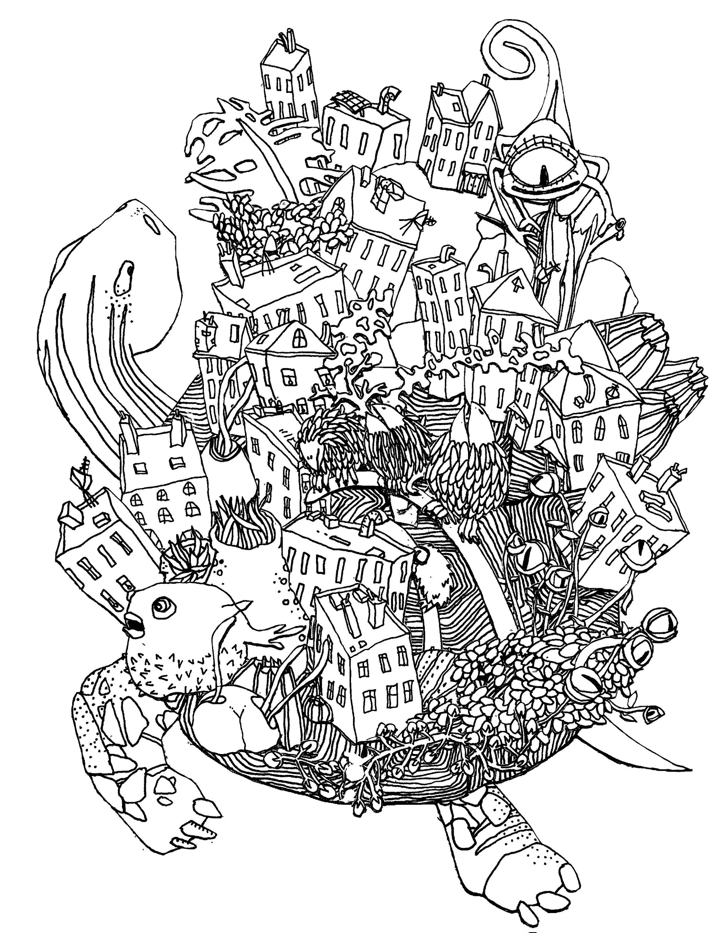 First Draft of sketches for client: Music Ensemble ThingNY's Operetta Cover Art 2008