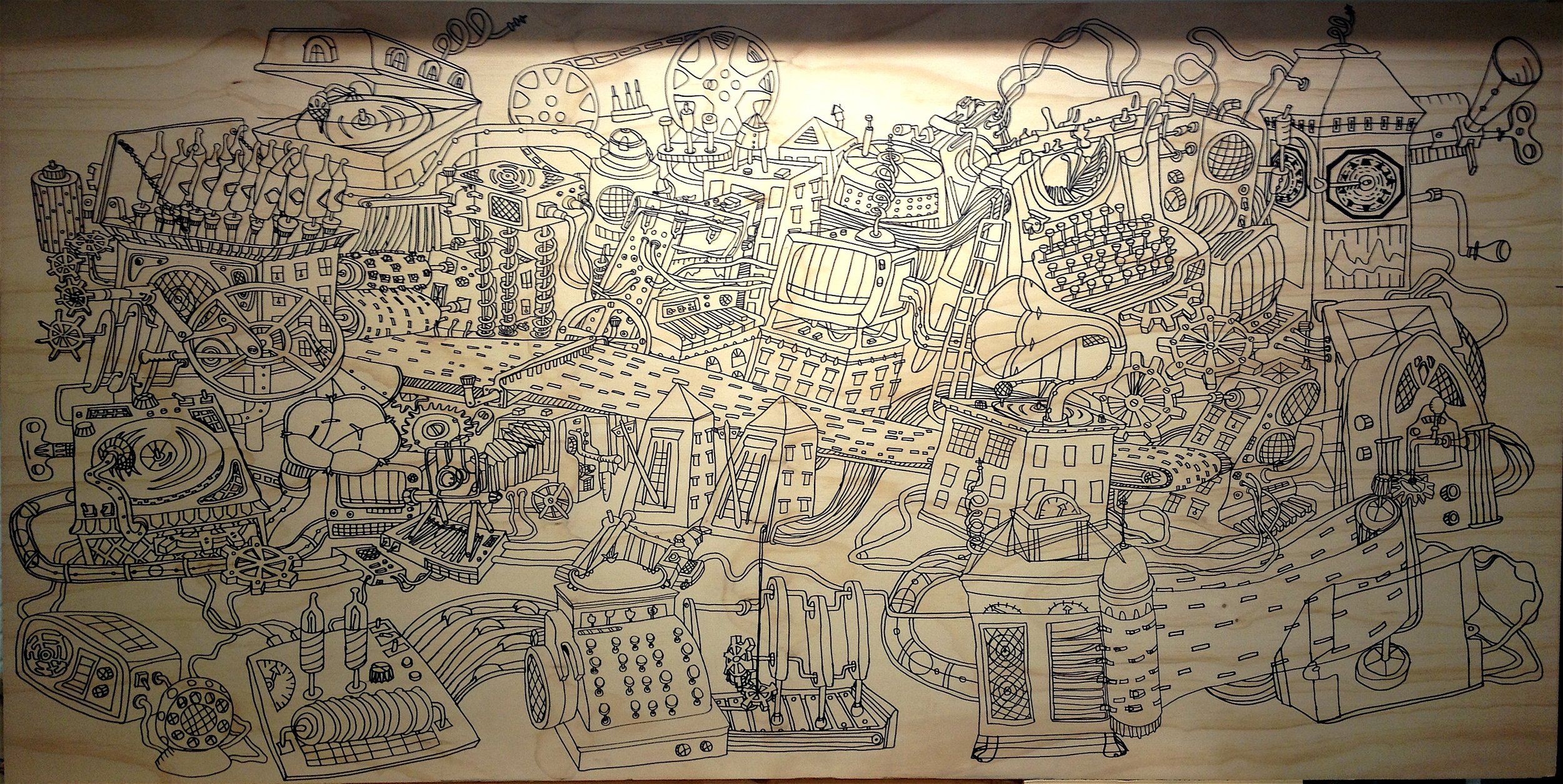 Linear Drawing of Bayview A Lot Mural Juried Competition Winning Entry 2013