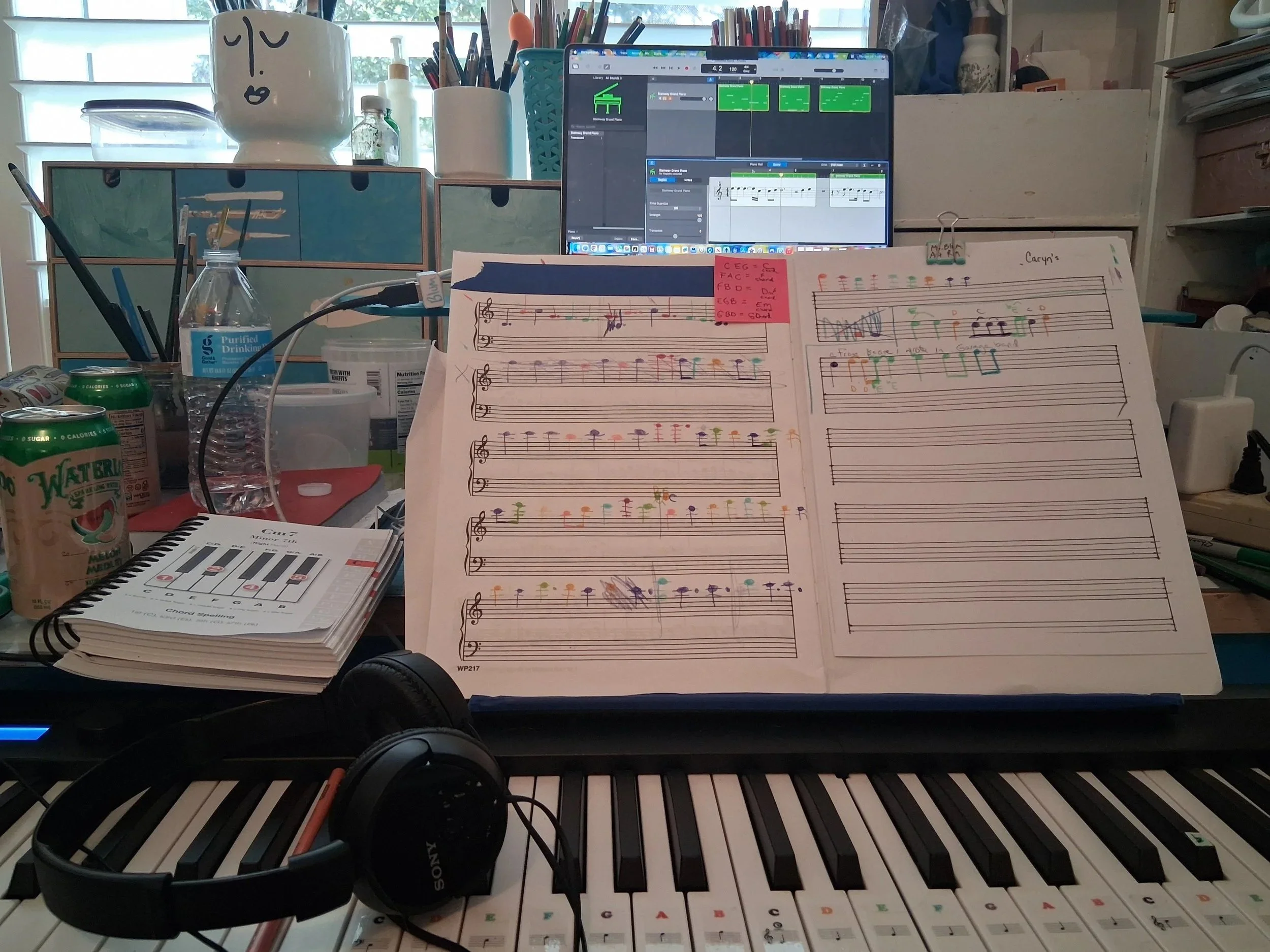 Teaching myself new songs and sound patterns for the animation score.