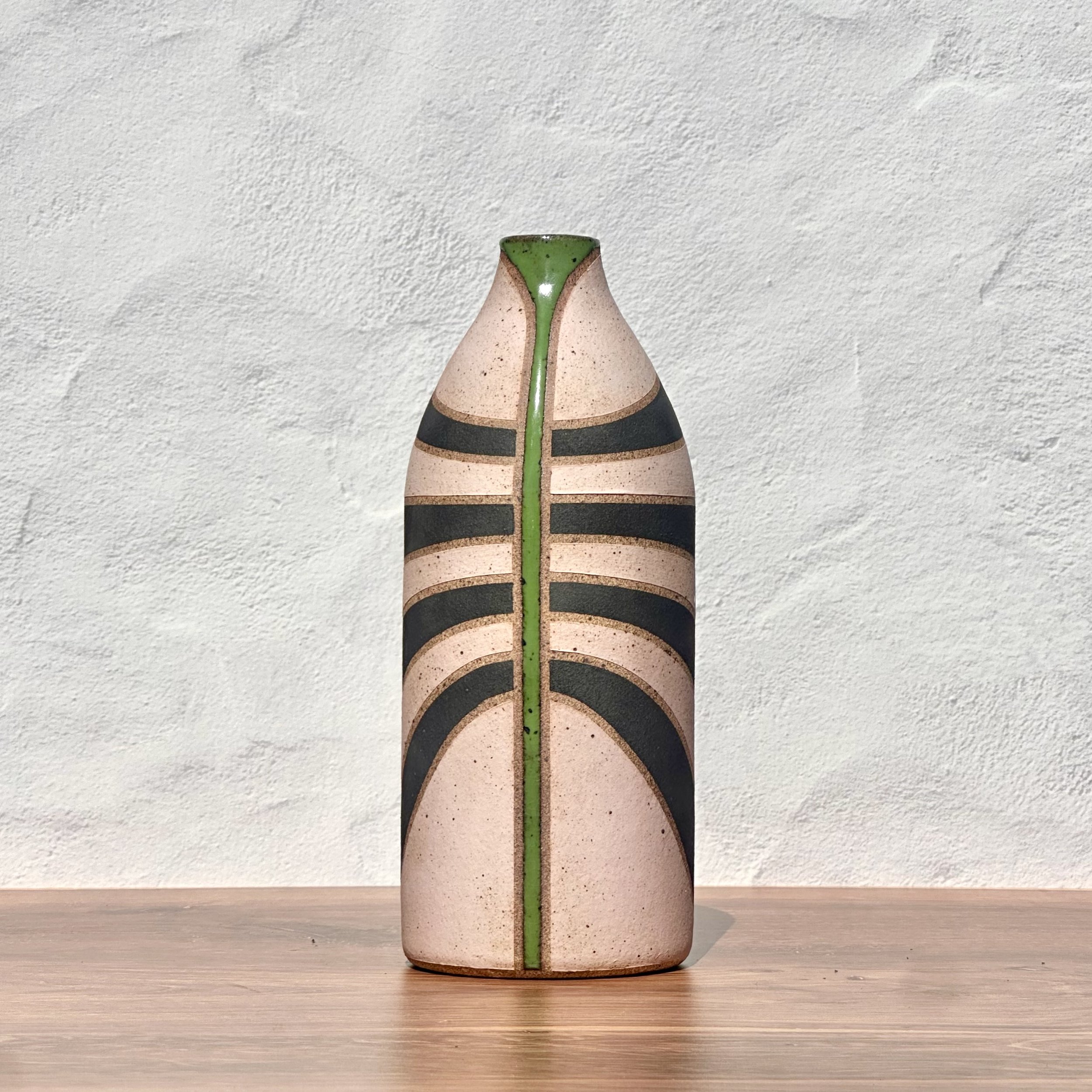 Green Split Stripe Bottle Vase