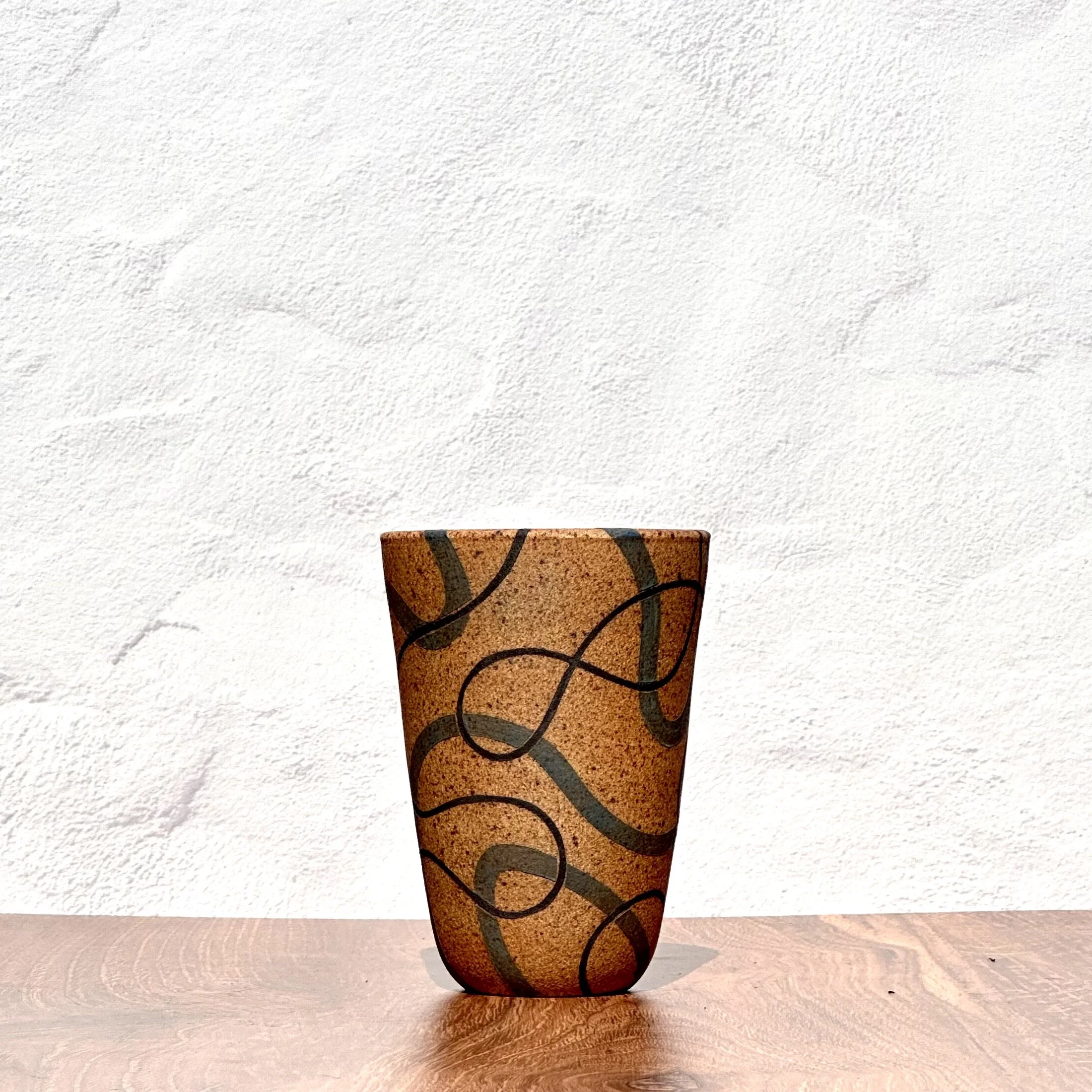 Blue Black Squiggle Vase