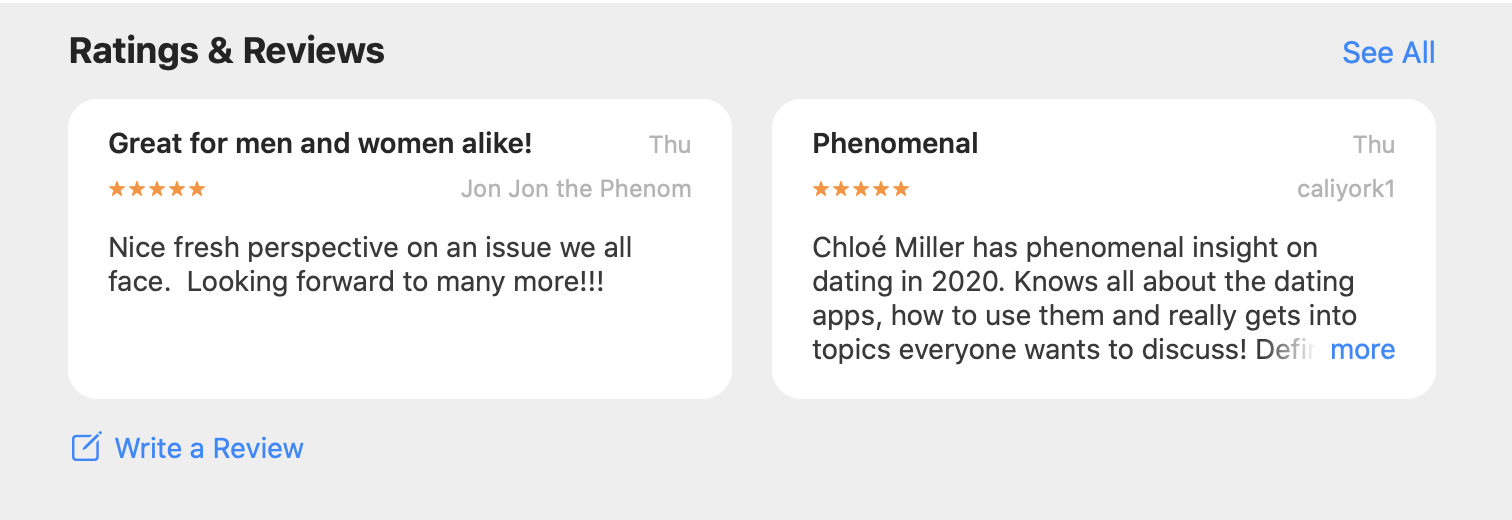 Dating Hotline Podcast Reviews