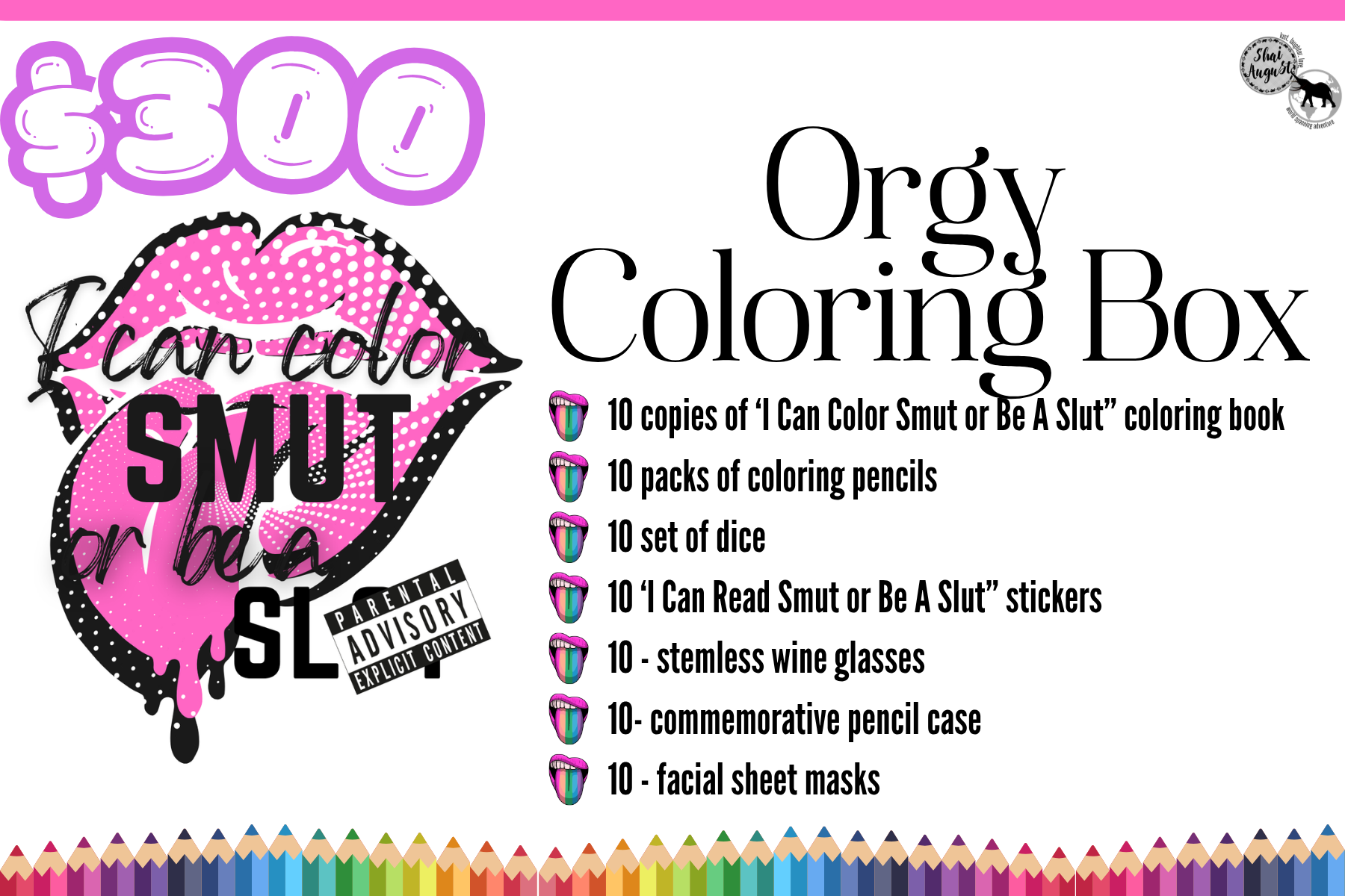 Orgy Party Pack - I Can Color Smut or Be a Sl8t Coloring & Activity Book