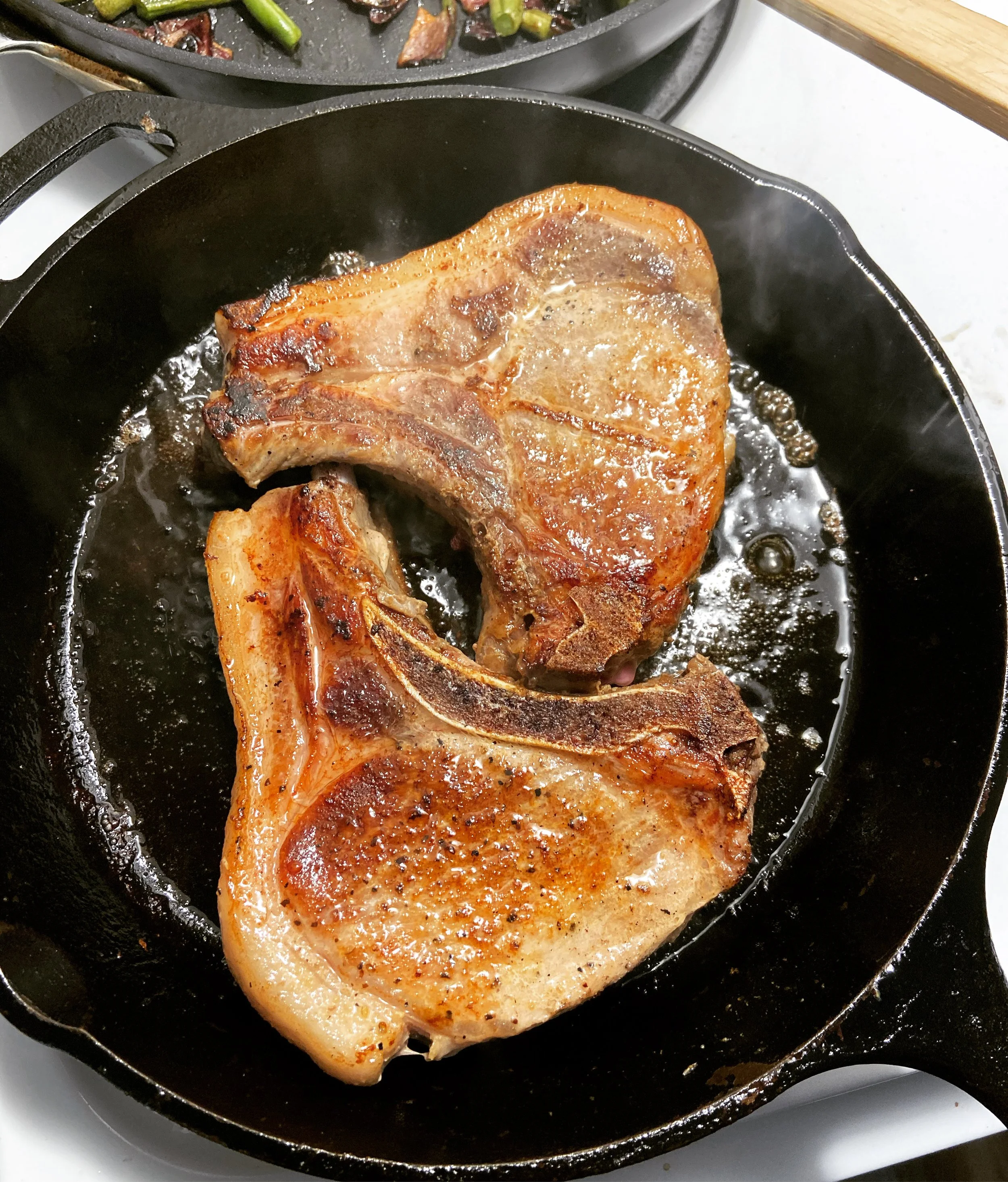 Pan Seared Bone-In Pork Chops