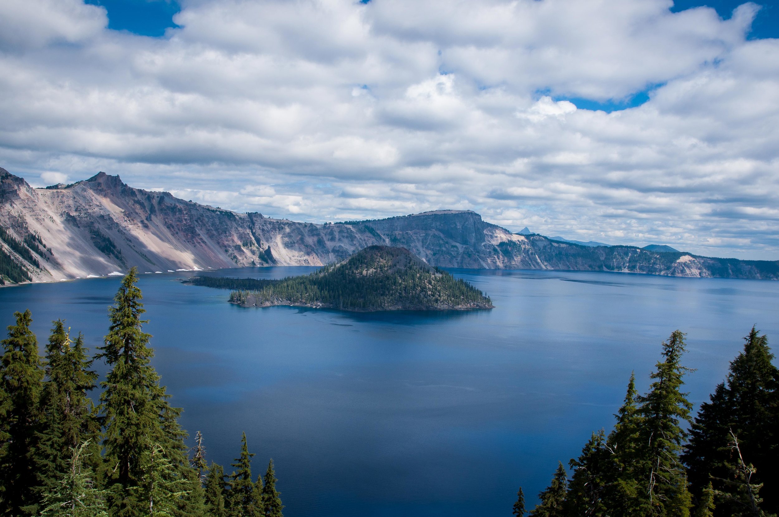 Lake Tahoe, pictured below, is stretched between Nevada and California, and is the largest alpine lake in North America.