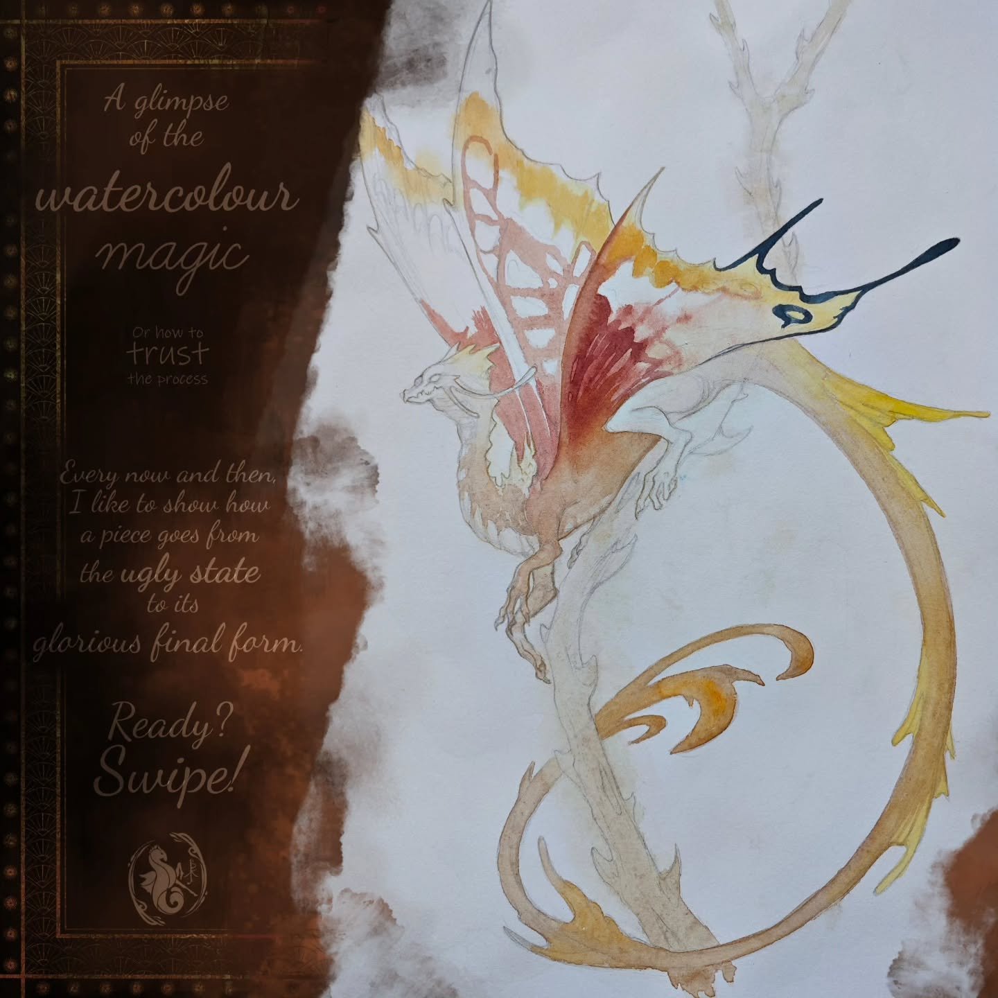 📜 Swipe to see this little guy come to life!
📯dragon art, dragon, butterfly, Pacha, papillon, fantasy, watercolour, aquarelle
🗝️#dragonart #dragonwip #fantasyart #fantasycreature #watercolordragon #watercolorart #dragonartist #papigon #papillon #