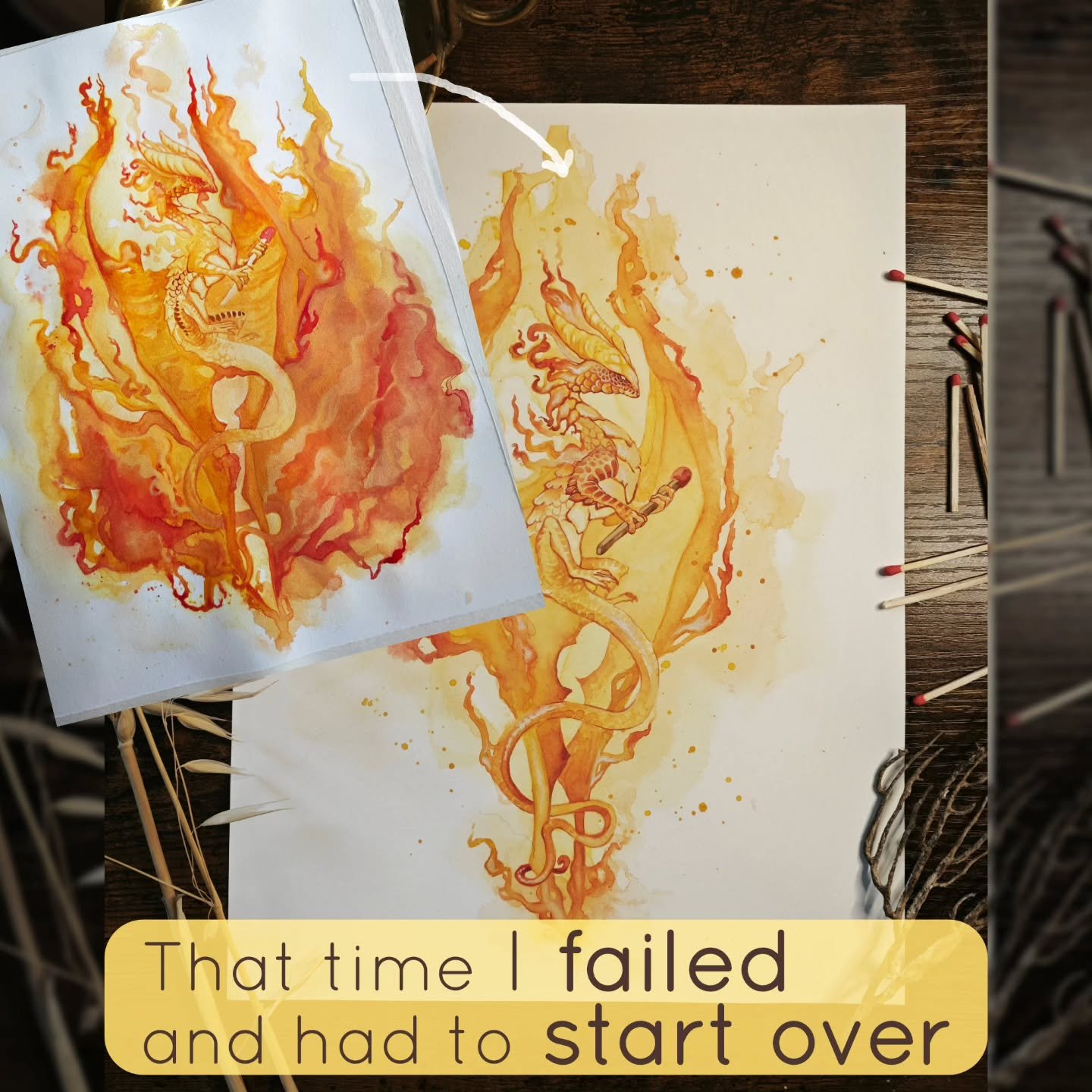 📜 Story time! I don't like to fail. I don't like to waste time, materials and energy. But who does? And sometimes -ok, often- art is about failing over and over again until you succeed.
🔸This fire dragon was one of those times, and I want to share