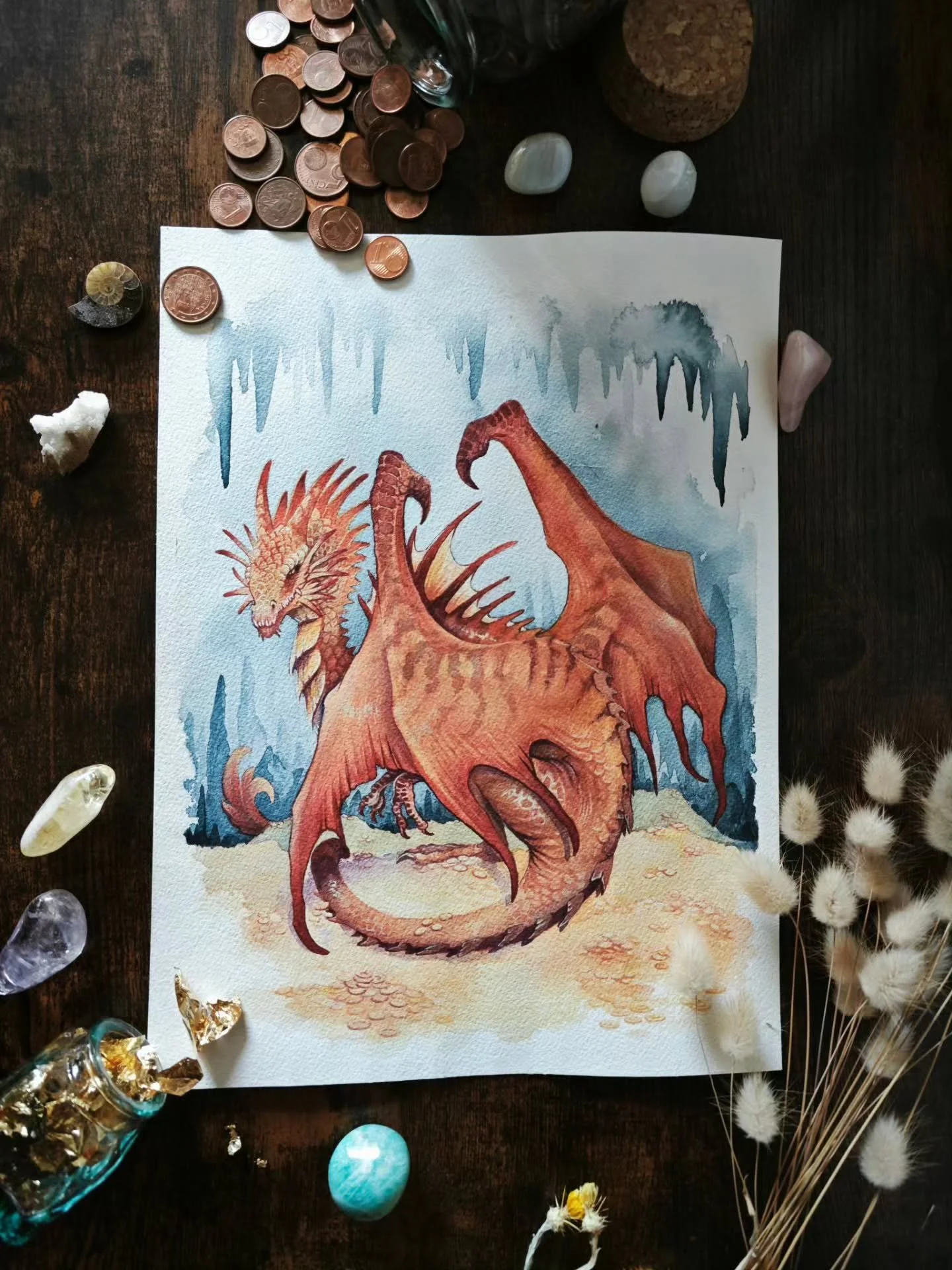 🐲What would be a smaugust without a Smaug?
📜 I finally took some time to work on the Lord of the Rings series that I wanted to paint for a long time. Even better, I will work with my sweet @renard.a.plumes who will lend me his quills to add a nice