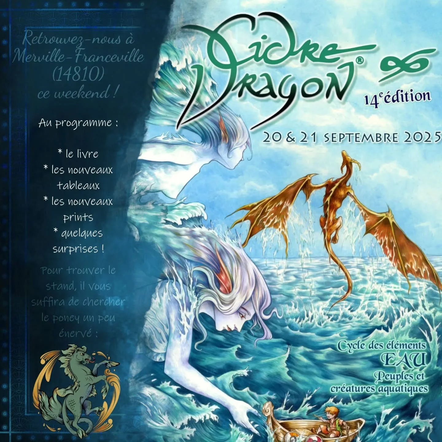 🐲 Ce weekend on se retrouve &agrave; @cidreetdragon ! J'ai tellement h&acirc;te de vous y retrouver et de m'immerger dans l'ambiance de mon festival pr&eacute;f&eacute;r&eacute; 💚 
J'y serai en compagnie de @l.encromancien.ne  et du @renard.a.plume