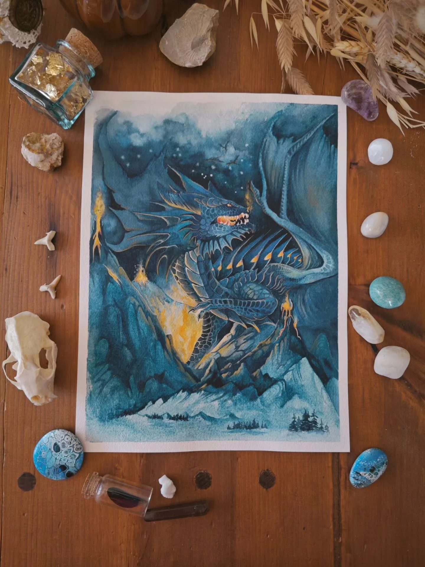 🐲Il &eacute;tait temps que je vous montre le dernier des quatres dragons de Tolkien : Ancalagon le noir. 

📯Il fait partie de la s&eacute;rie de diptyques pour lesquels nous avons, @renard.a.plumes et moi, replong&eacute; dans l'&oelig;uvre de Tolk