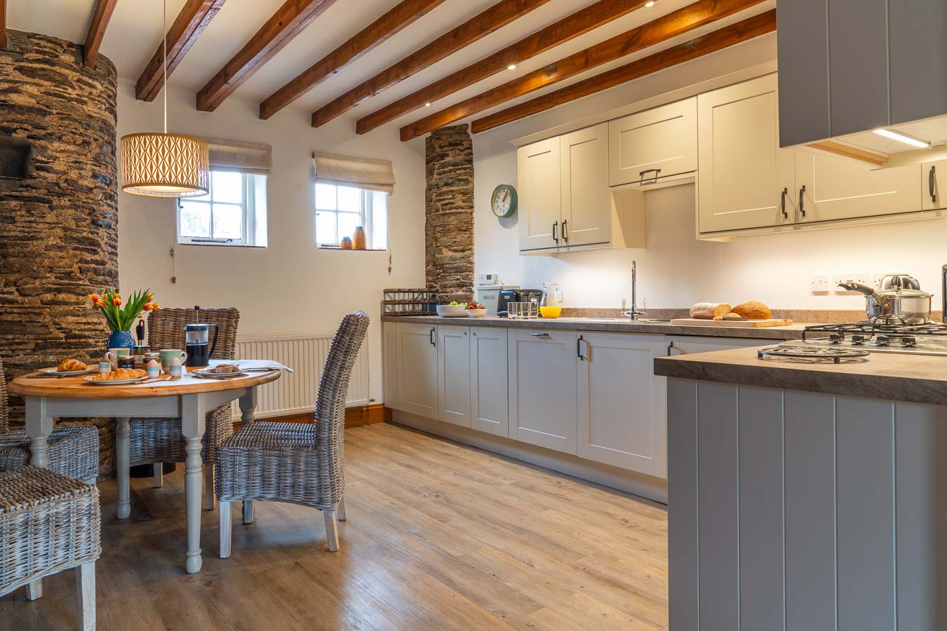 Mangers Cottage large and well equipped kitchen with Neff oven Flear Farm Cottages.