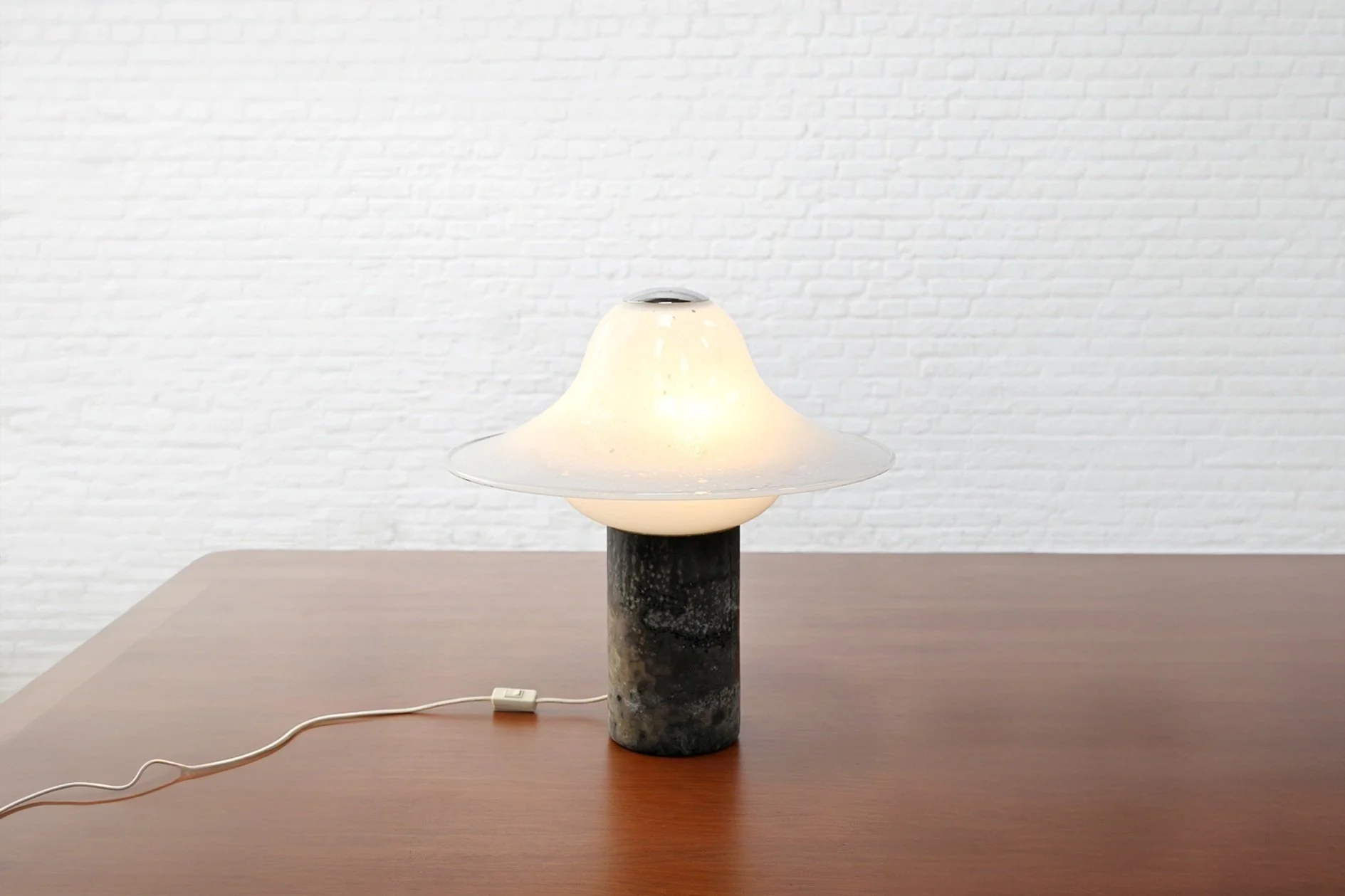 Large Scavo Murano Glass Table Lamp by Alfredo Barbini, Italy 1970's