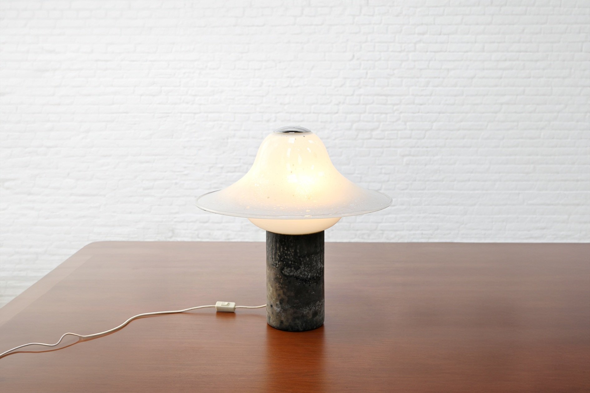 Large Scavo Murano Glass Table Lamp by Alfredo Barbini, Italy 1970's