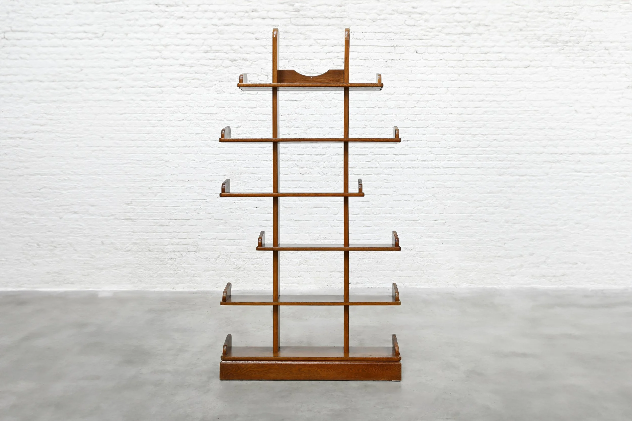 Brutalist Oak Asymmetrical Shelving Unit or Bookcase, The Netherlands, 1970s