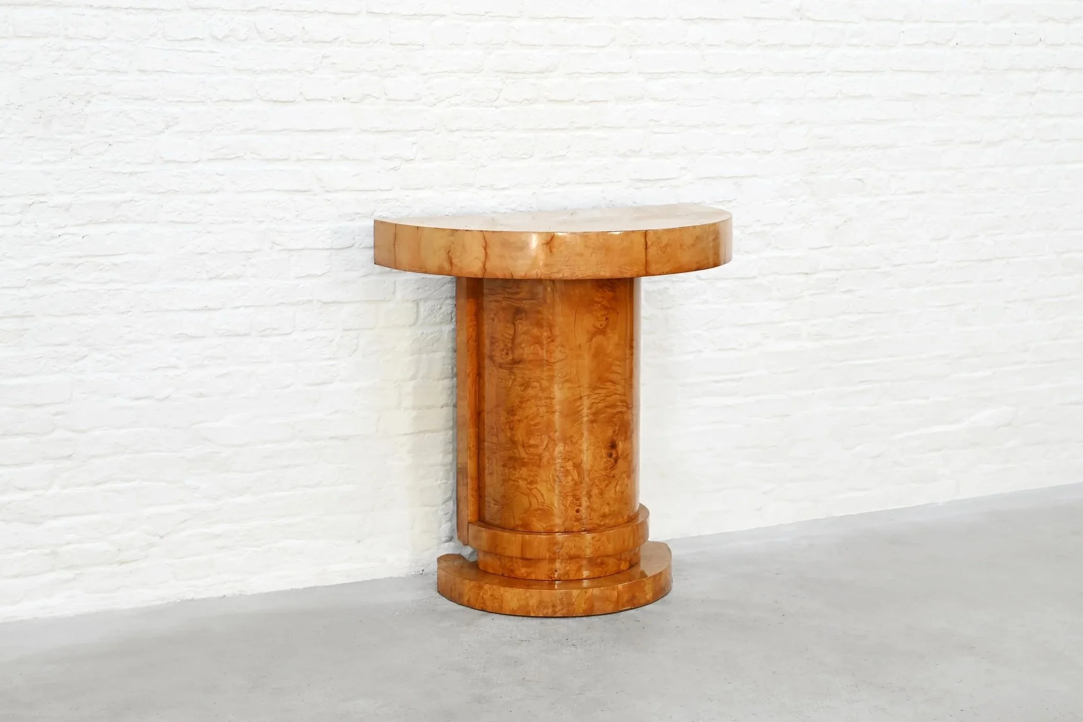Art Deco Burl Wood Console Table, France, 1930s