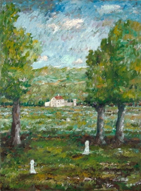 Figures in Grassy Field and Trees