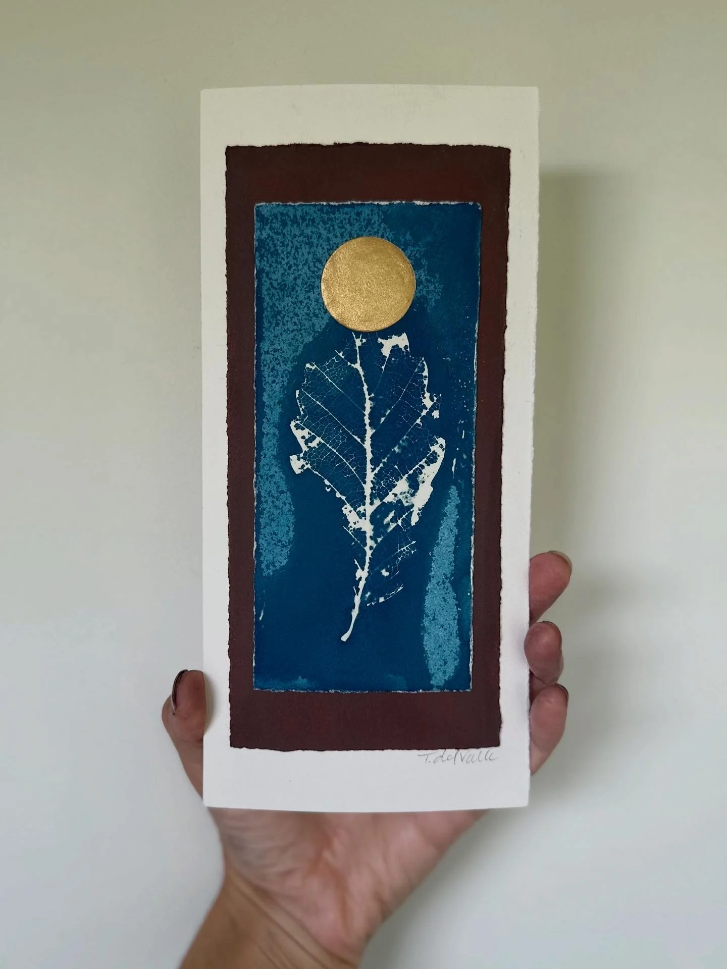 wet cyanotype, handmade gold mica and earth mineral watercolors 