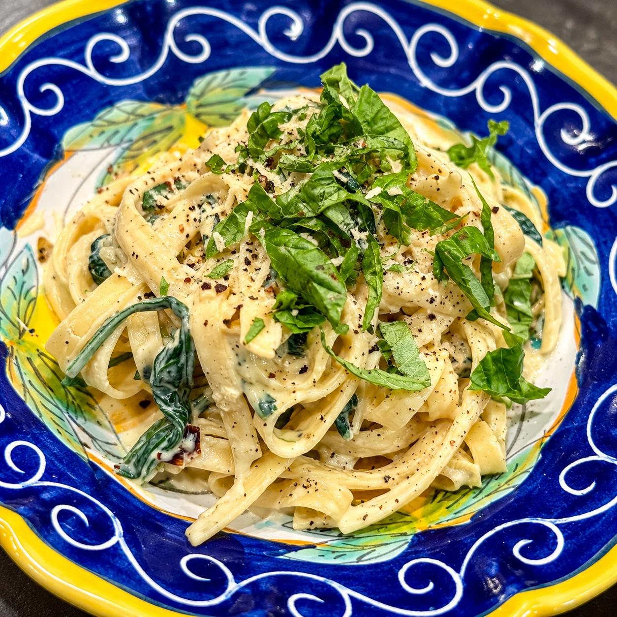 Creamy Lemon, Leek &amp; Spinach Pasta with Silken Tofu