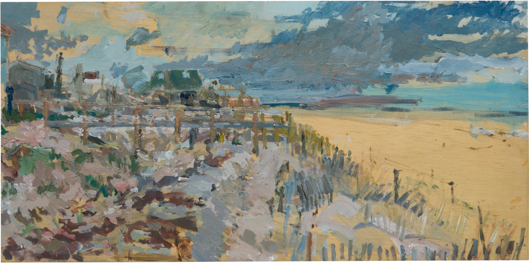     Fire Island, Looking East Oil on Panel 12” x 24”     