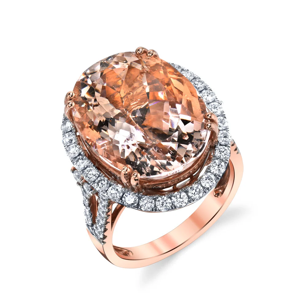 MORGANITE AND DIAMOND RING