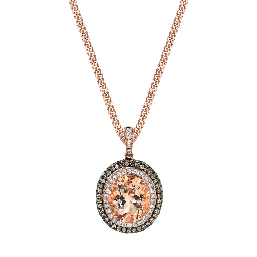 MORGANITE AND DIAMOND NECKLACE