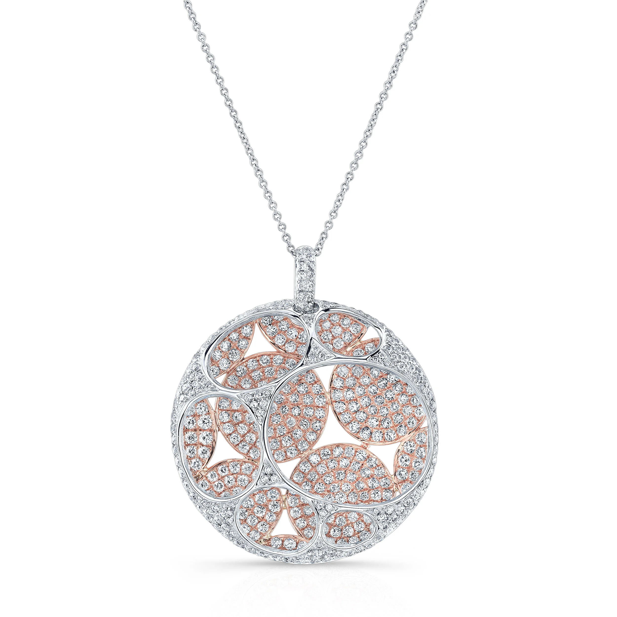 ROSE AND WHITE GOLD CONTEMPORARY BLEND DIAMOND PENDANT