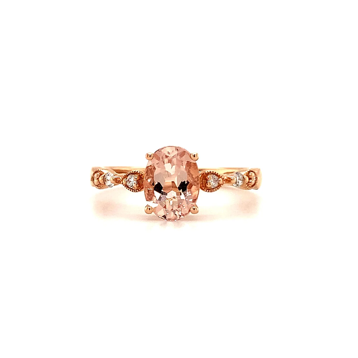 Morganite and Diamond Ring Set in Rose Gold