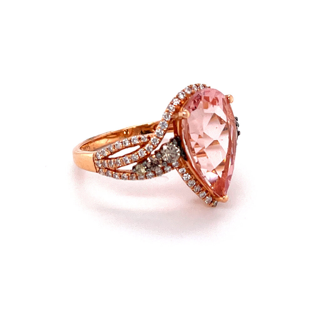 Morganite and Chocolate Diamond Ring