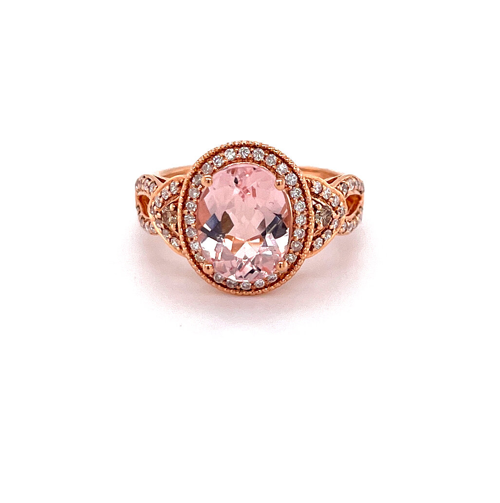 Morganite and Chocolate Diamond Ring
