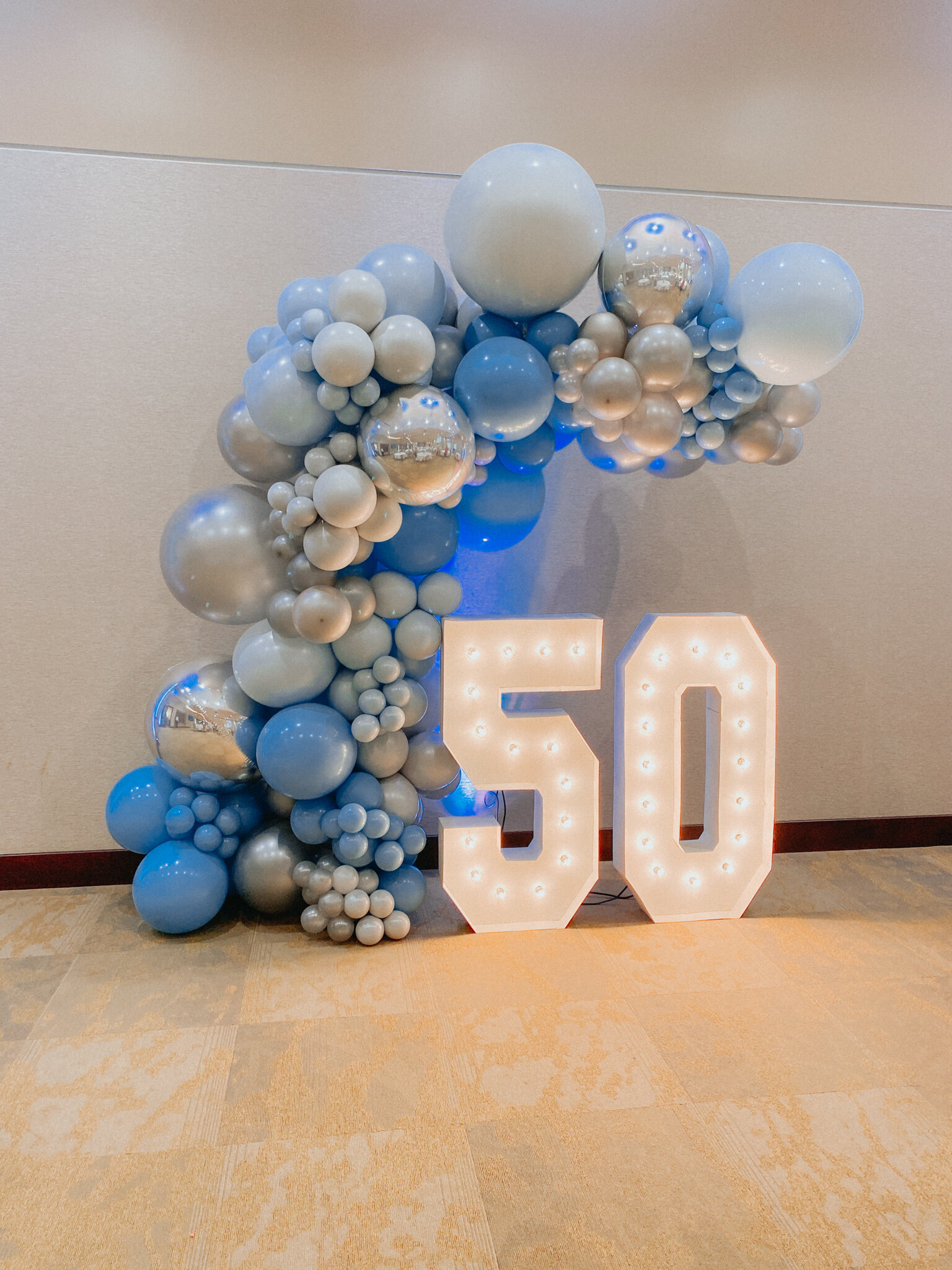  Light Up Numbers with Organic Balloon Arch 