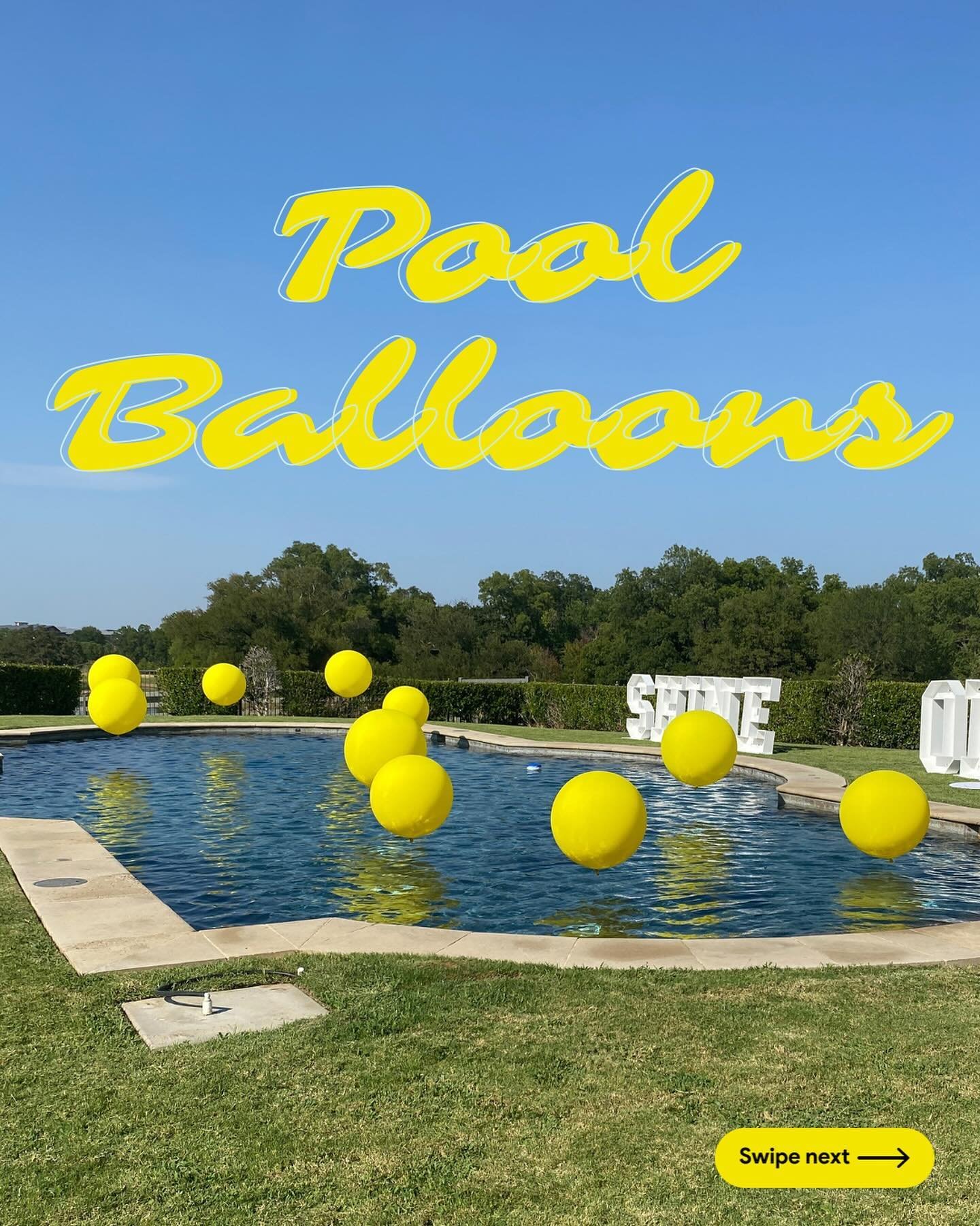 🌸 Spring has sprung, and outdoor parties are in full bloom! 

Take your outdoor gatherings to the next level with our fabulous pool balloons! 

No pool? No problem! From vibrant floating creations to elegant poolside decor, let Up Up Balloons make a