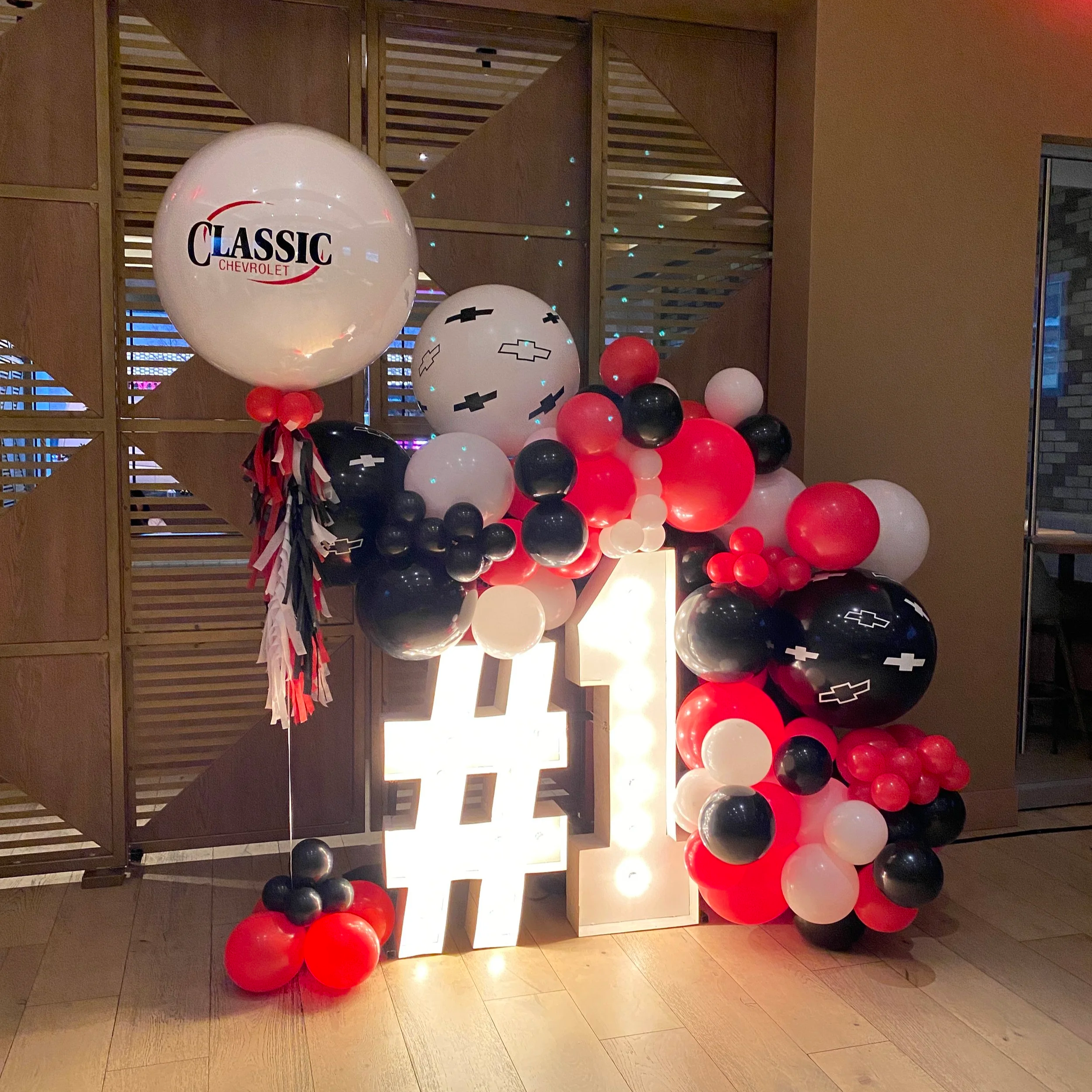 Branded balloon installation for Chevrolet corporate event in Dallas Fort Worth